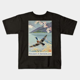 Holidays in Switzerland, Vintage Travel Poster Kids T-Shirt